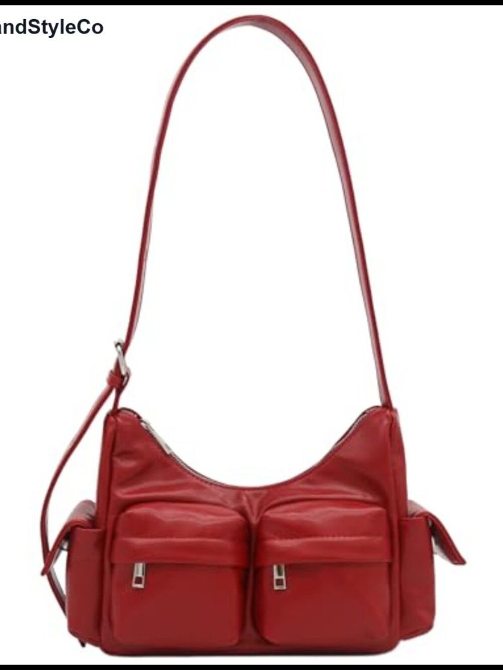 Glossy PU Leather Multi Pocket Shoulder Bag Hobo